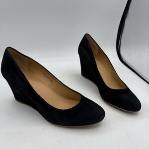 J. Crew Shoes Womens Size 9 Black Sylvia Suede Leather Wedge Heel Office‎ Dress